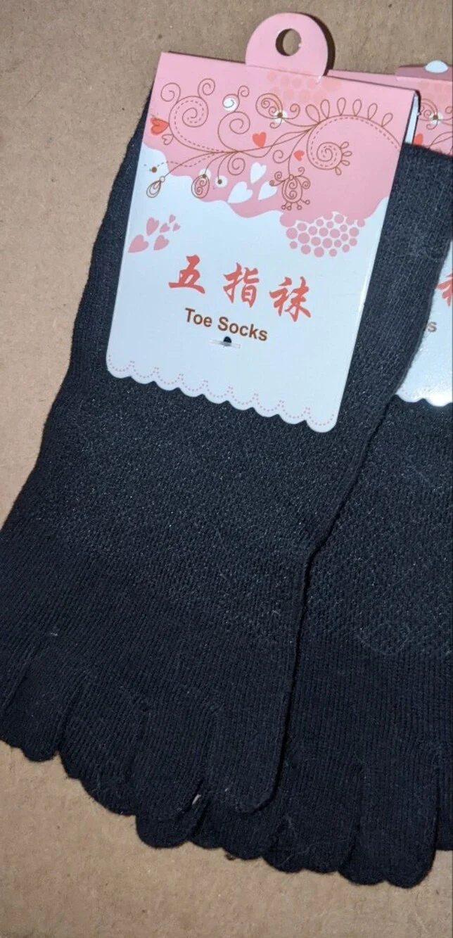 Small Cotton Toe Socks Two Pair In Black